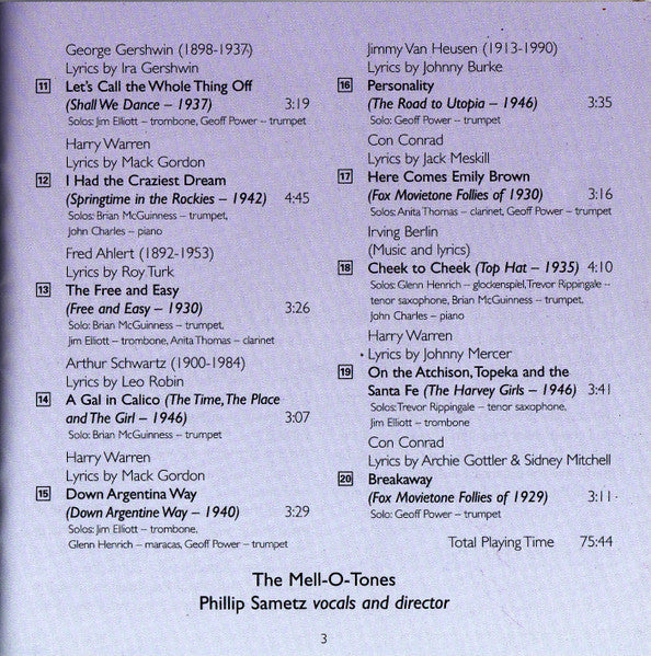 The Mell-O-Tones Vocals Phillip Sametz : Hollywood Swings: Hit Songs From The Movie Musicals (CD, Album)