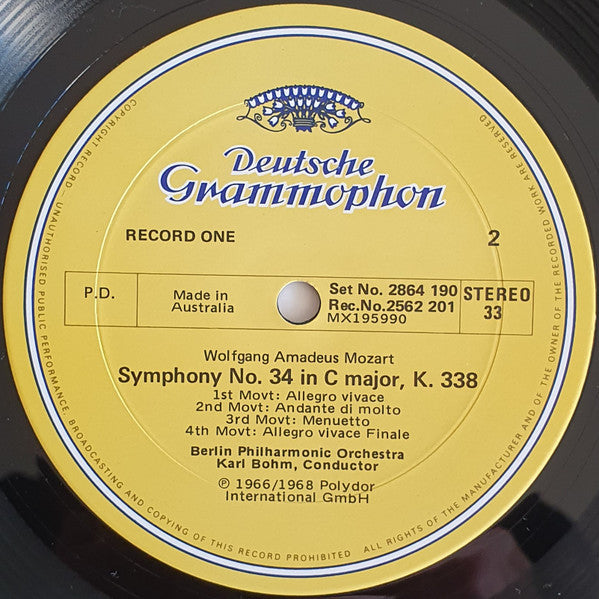 Wolfgang Amadeus Mozart • Karl Böhm, Berliner Philharmoniker : Nine Great Mozart Symphonies No's. 32-36 and 38-41 (4xLP, Comp + Box)