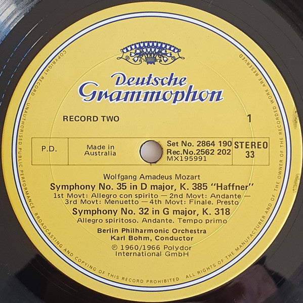 Wolfgang Amadeus Mozart • Karl Böhm, Berliner Philharmoniker : Nine Great Mozart Symphonies No's. 32-36 and 38-41 (4xLP, Comp + Box)
