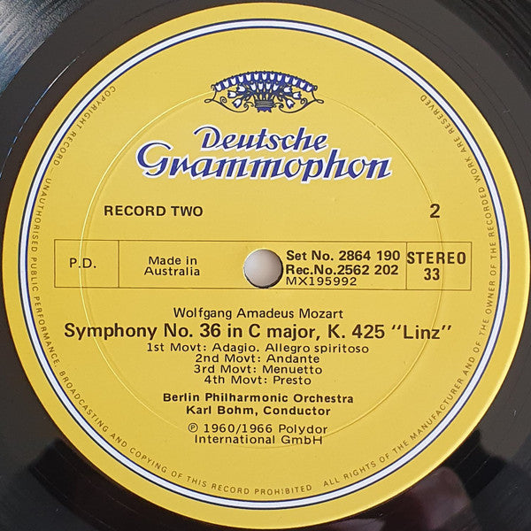 Wolfgang Amadeus Mozart • Karl Böhm, Berliner Philharmoniker : Nine Great Mozart Symphonies No's. 32-36 and 38-41 (4xLP, Comp + Box)