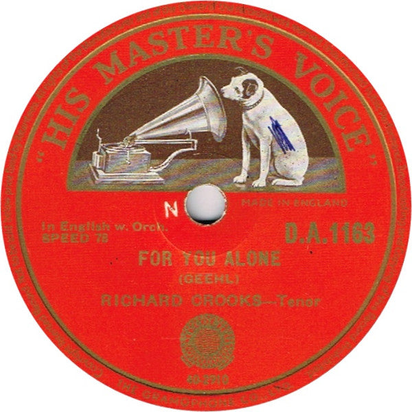 Richard Crooks (2) : For You Alone / Because (Shellac, 10")