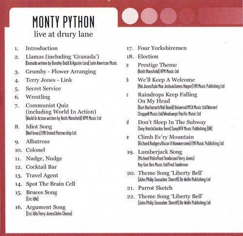 Monty Python : Live At Drury Lane (CD, Album, RE)