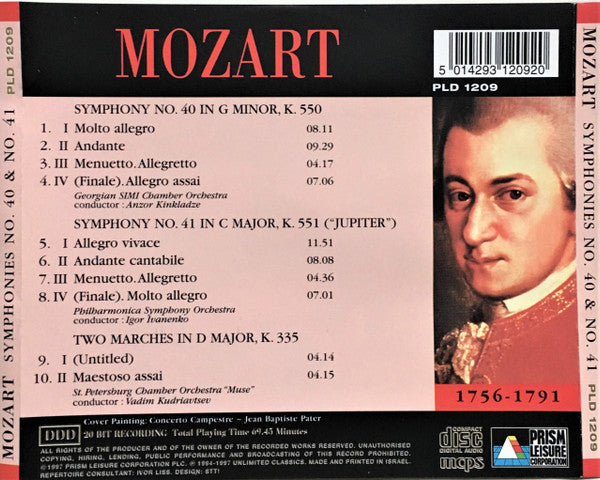 Mozart*, Georgian SIMI Chamber Orchestra, Philharmonica Symphony Orchestra, St. Petersburg Chamber Orchestra : Symphonies No.40 & No.41 (CD, Comp)