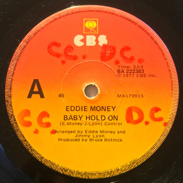 Eddie Money : Baby Hold On (7", Single)
