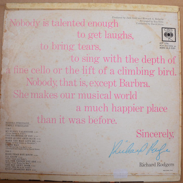 Barbra Streisand : Simply Streisand (LP, Album)