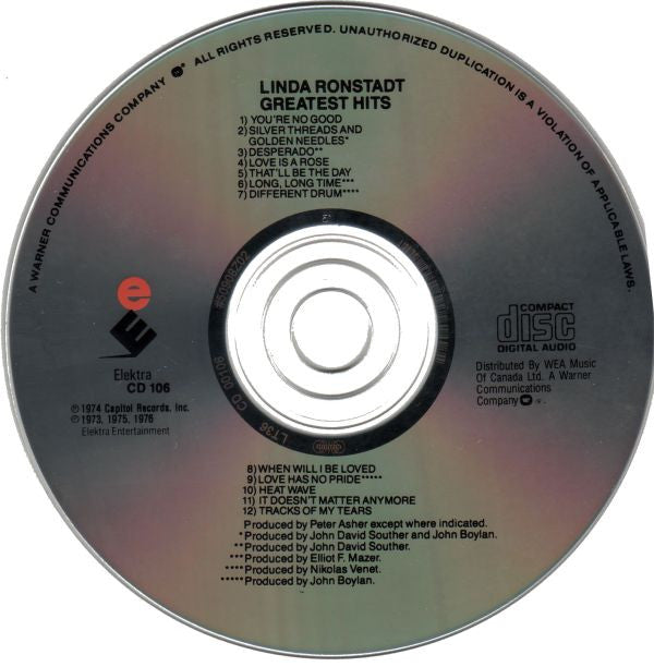 Linda Ronstadt : Greatest Hits (CD, Comp, RE)