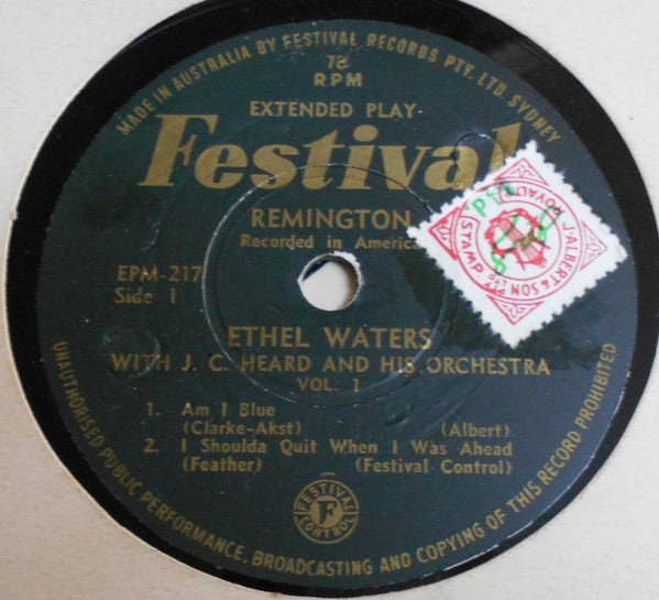Ethel Waters With J.C. Heard And His Orchestra : Vol. 1 (Shellac, 10", EP)