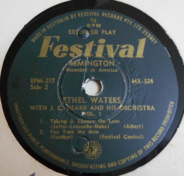 Ethel Waters With J.C. Heard And His Orchestra : Vol. 1 (Shellac, 10", EP)