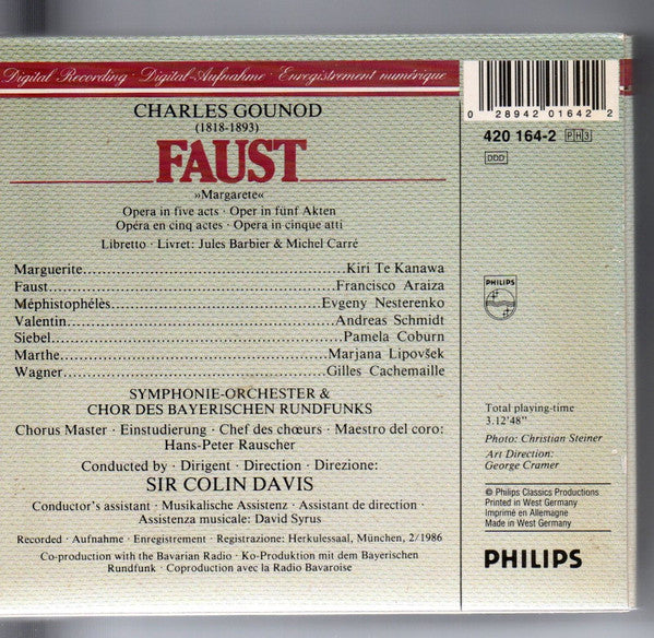 Gounod* - Kiri Te Kanawa • Francisco Araiza • Evgeny Nesterenko • Symphonie-Orchester* & Chor Des Bayerischen Rundfunks • Sir Colin Davis : Faust (3xCD, Album + Box)