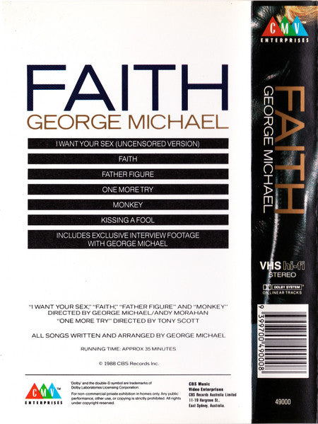 George Michael : Faith (VHS, PAL, Hi-)