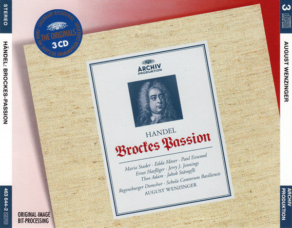 Handel* - Maria Stader · Edda Moser · Paul Esswood / Ernst Haefliger · Jerry J. Jennings / Theo Adam · Jakob Stämpfli* / Regensburger Domchor · Schola Cantorum Basiliensis / August Wenzinger : Brockes Passion (3xCD, Album, RE, RM)
