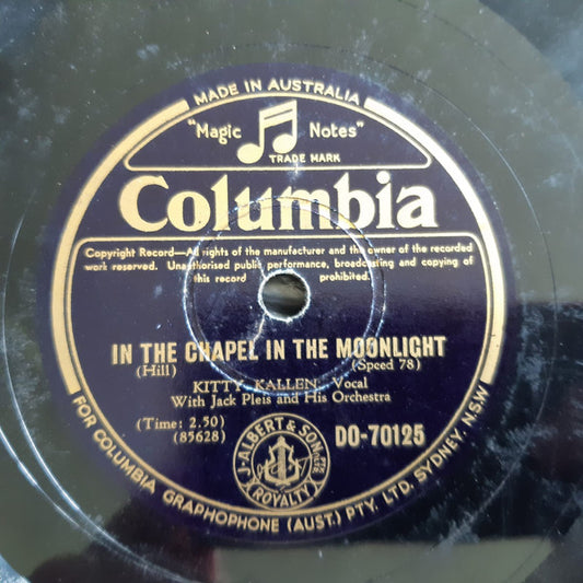 Kitty Kallen : In The Chapel In The Moonlight / Take Everything But You (Shellac, 10")