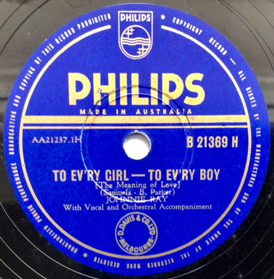 Johnnie Ray : To Ev'ry Girl - To Ev'ry Boy  (Shellac, 10")