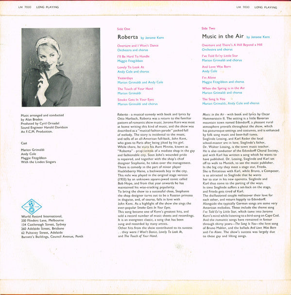Various : Roberta / Music In the Air (LP, Album, Club)