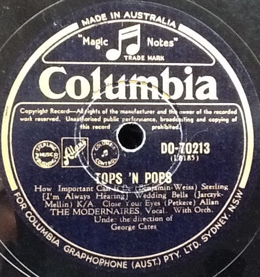 The Modernaires : Tops 'N Pops (Shellac, 10")