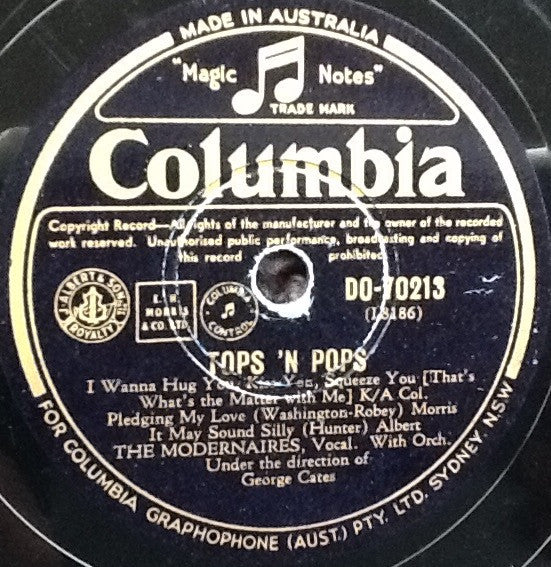 The Modernaires : Tops 'N Pops (Shellac, 10")