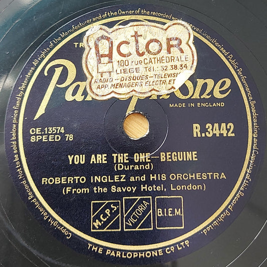 Roberto Inglez And His Orchestra : You Are The One / Maria Cristina (Shellac, 10")