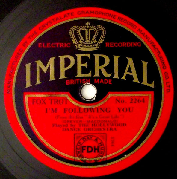 Hollywood Dance Orchestra : The Stein Song / I'm Following You  (Shellac, 10")