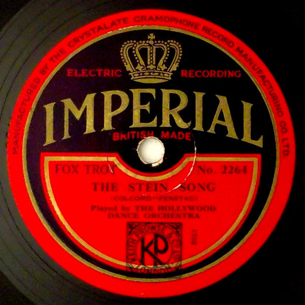 Hollywood Dance Orchestra : The Stein Song / I'm Following You  (Shellac, 10")