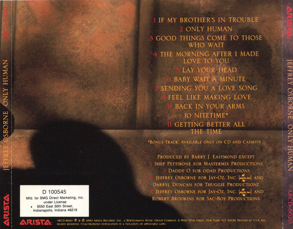 Jeffrey Osborne : Only Human (CD, Album, Club)