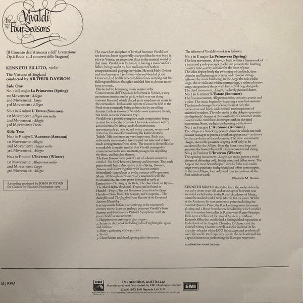Vivaldi*, Kenneth Sillito, The Virtuosi Of England, Arthur Davison : The Four Seasons (LP)