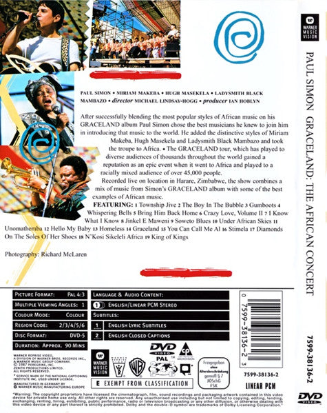 Paul Simon : Graceland: The African Concert (DVD-V, Copy Prot., RE, RP)