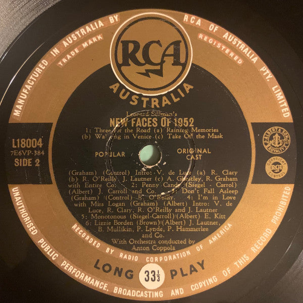 Various : Leonard Sillman's New Faces Of 1952 - Original Cast (LP, Album, Mono)