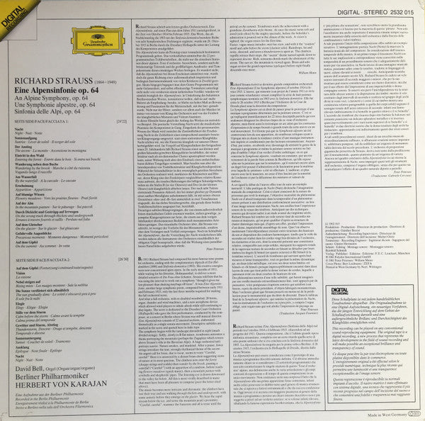 Richard Strauss - Berliner Philharmoniker · Herbert von Karajan : Eine Alpensinfonie (LP, Album)