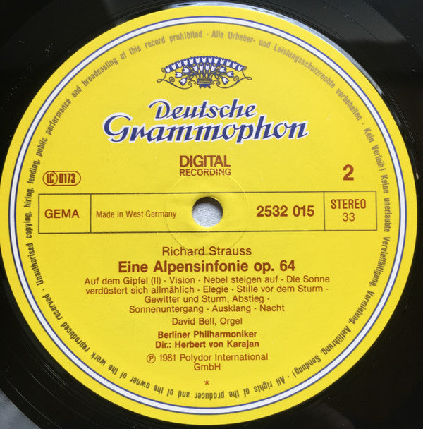 Richard Strauss - Berliner Philharmoniker · Herbert von Karajan : Eine Alpensinfonie (LP, Album)