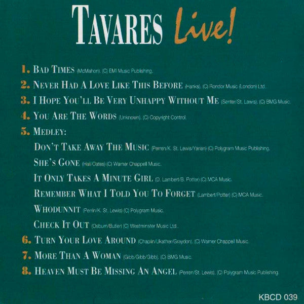 Tavares : Live! (CD, Comp)