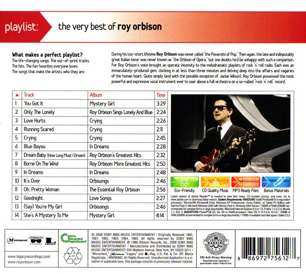 Roy Orbison : Playlist: The Very Best Of Roy Orbison (CD, Comp, Enh, Eco)