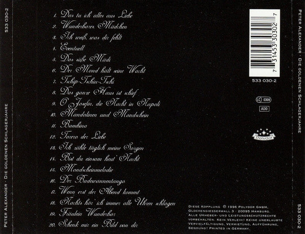 Peter Alexander : Die Goldenen Schlagerjahre (CD, Comp)