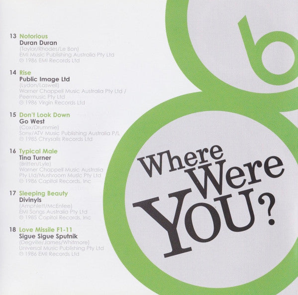 Various : Where Were You? 1986 (CD, Comp)