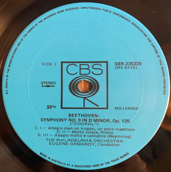 Beethoven*, The Philadelphia Orchestra, Eugene Ormandy, Mormon Tabernacle Choir, Richard P. Condie : The Ninth Symphony (LP)