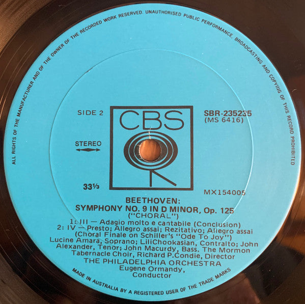 Beethoven*, The Philadelphia Orchestra, Eugene Ormandy, Mormon Tabernacle Choir, Richard P. Condie : The Ninth Symphony (LP)