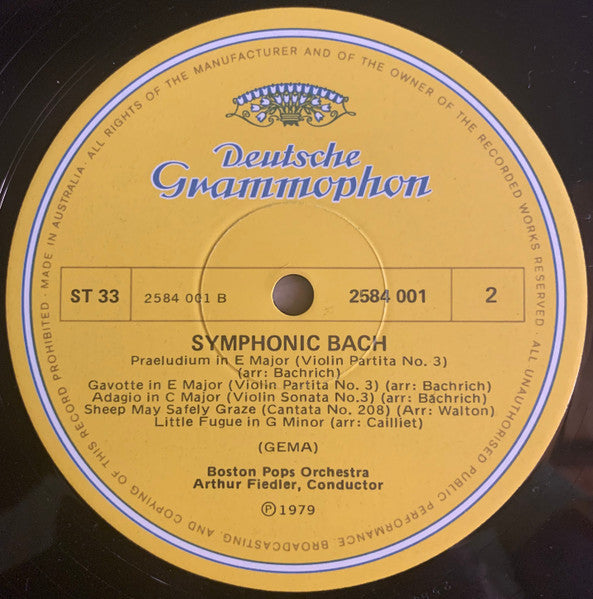Johann Sebastian Bach, Boston Pops Orchestra, Arthur Fiedler : Symphonic Bach (LP)