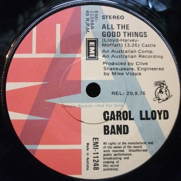 Carol Lloyd Band : All The Good Things (7", Single, Promo, "A")