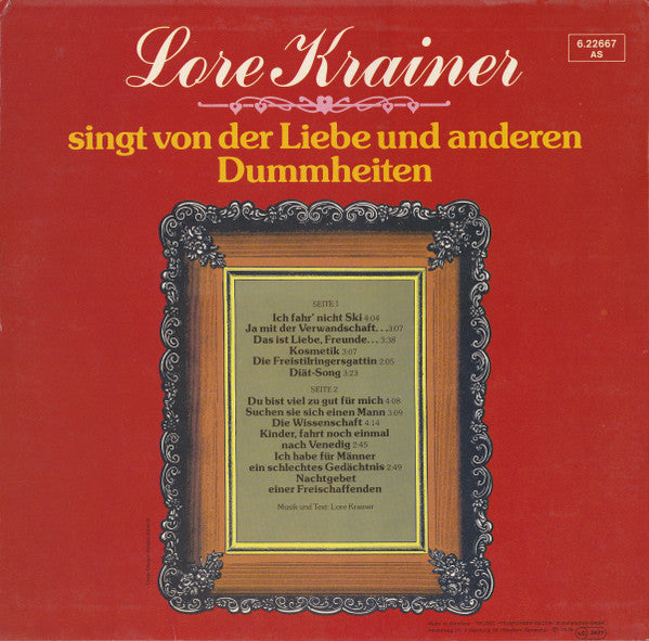 Lore Krainer : Singt Von Der Liebe Und Anderen Dummheiten (LP, Album)