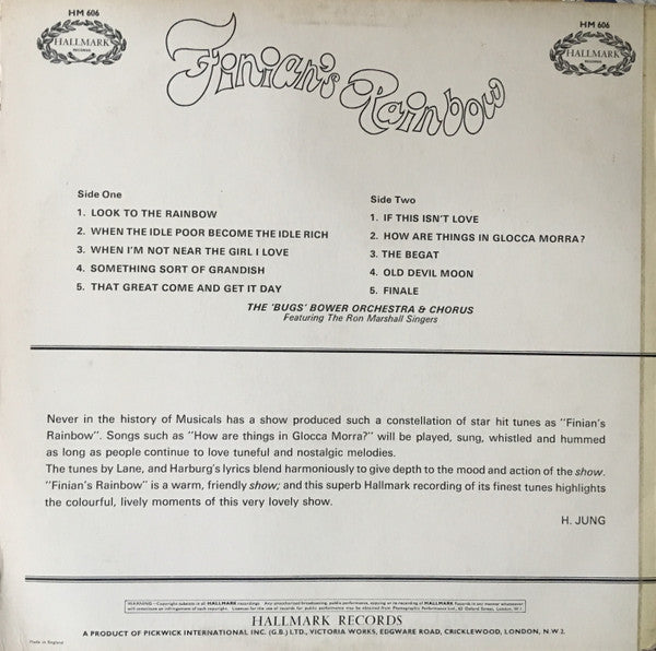 "Bugs" Bower's Orchestra Featuring The Ron Marshall Singers : Finians Rainbow (LP, Album)