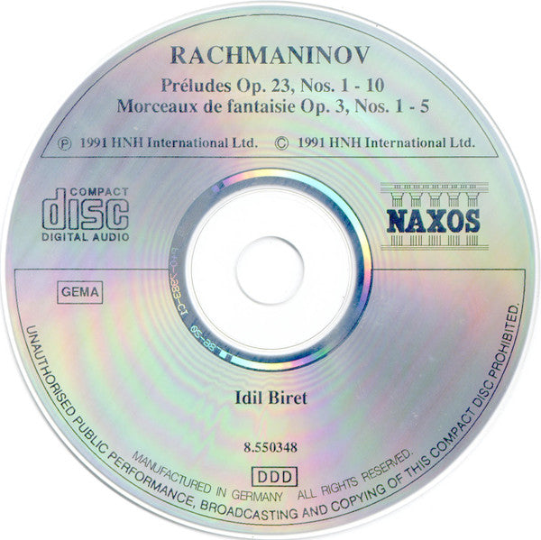 Rachmaninoff* : Idil Biret : Préludes Op. 23 / Cinq Morceaux De Fantasie, Op. 3 (CD, Album, RP)