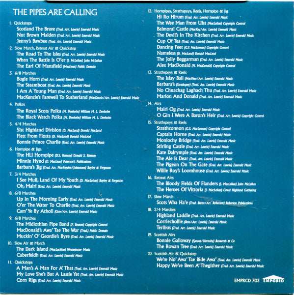 City Of Glasgow Police Pipe Band : The Pipes Are Calling (CD, Album, Comp)