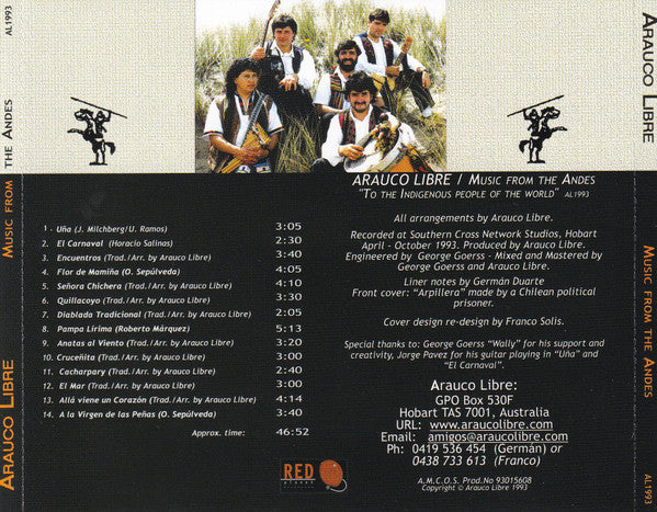 Arauco Libre : Music From The Andes (CD, Album, RP)