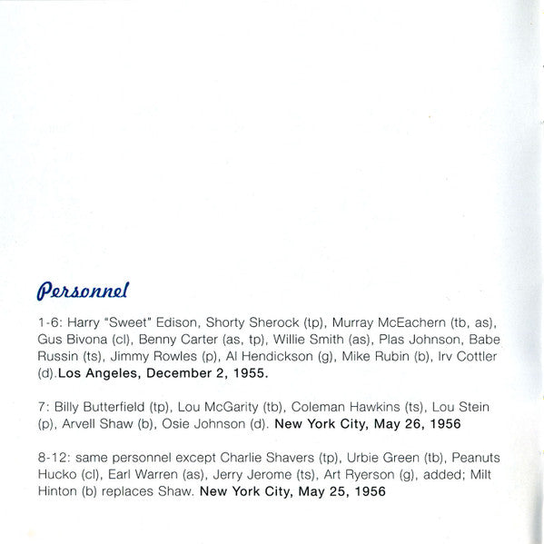 Harry Edison & Charlie Shavers : Complete At Midnight & At Riverside Sessions (CD, Comp)