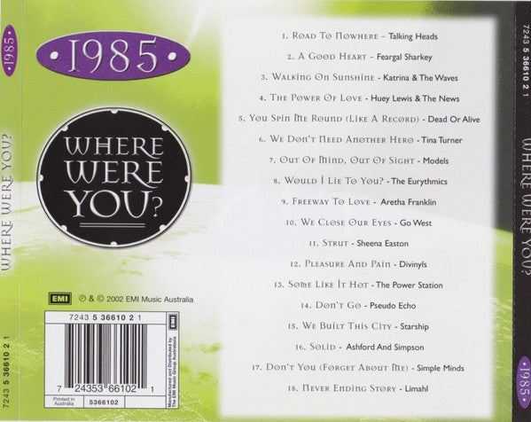 Various : • 1985 • Where Were You? (CD, Comp)