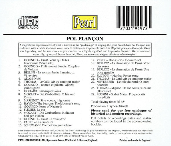 Pol Plançon : Pol Plançon (CD, Comp)