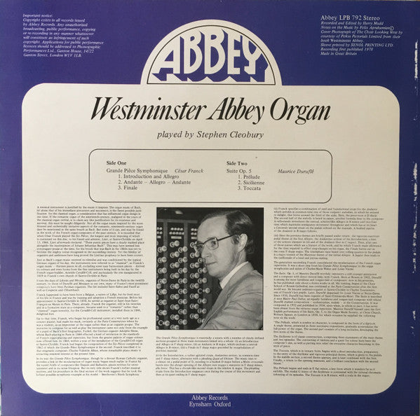 Stephen Cleobury : Westminster Abbey Organ (LP)