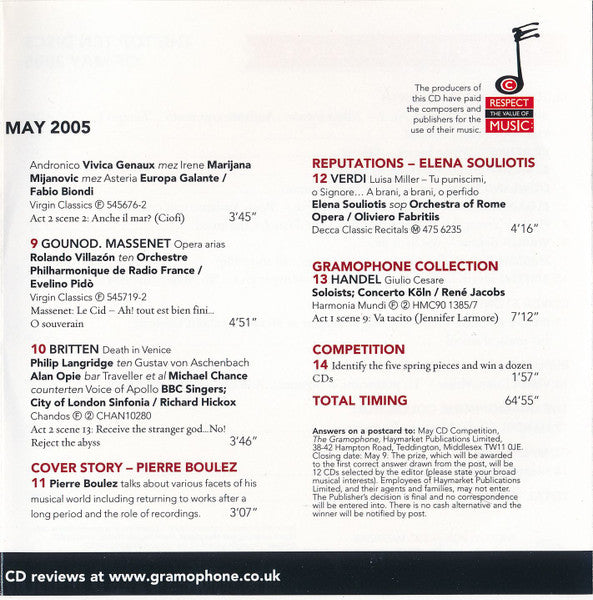 Various : Gramophone Editor's Choice: May 2005 (CD, Comp)