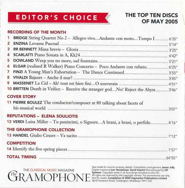 Various : Gramophone Editor's Choice: May 2005 (CD, Comp)