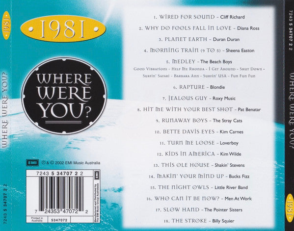 Various : • 1981 • Where Were You? (CD, Comp)