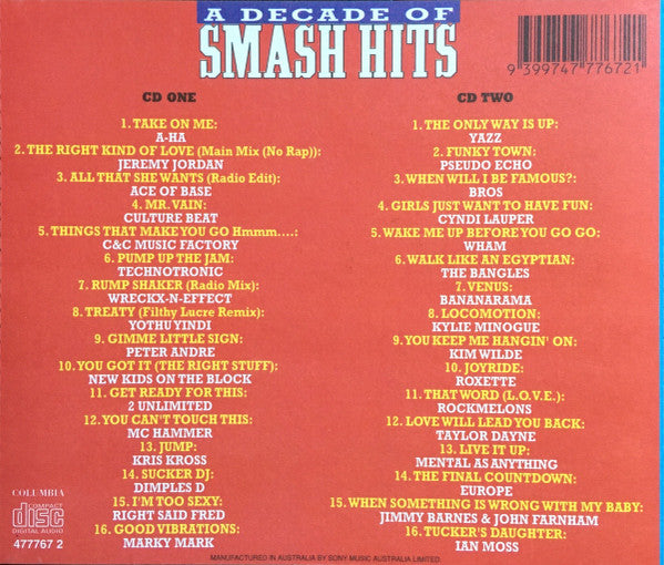 Various : A Decade Of Smash Hits (1984 To 1994) (2xCD, Comp)